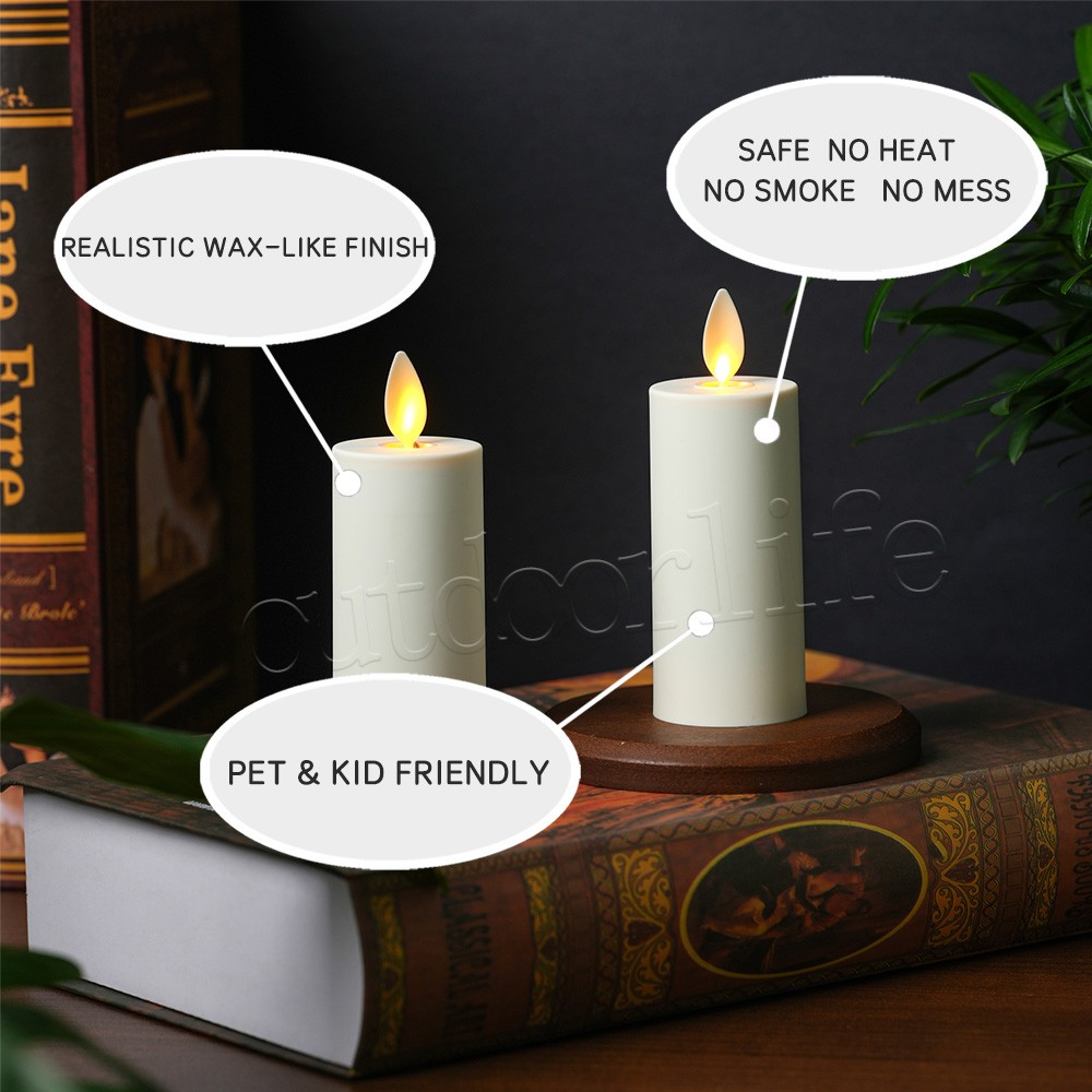 Set of 4 Luminara Flameless LED Votive Candles w/Remote Moving Flame 4.25X1.5″