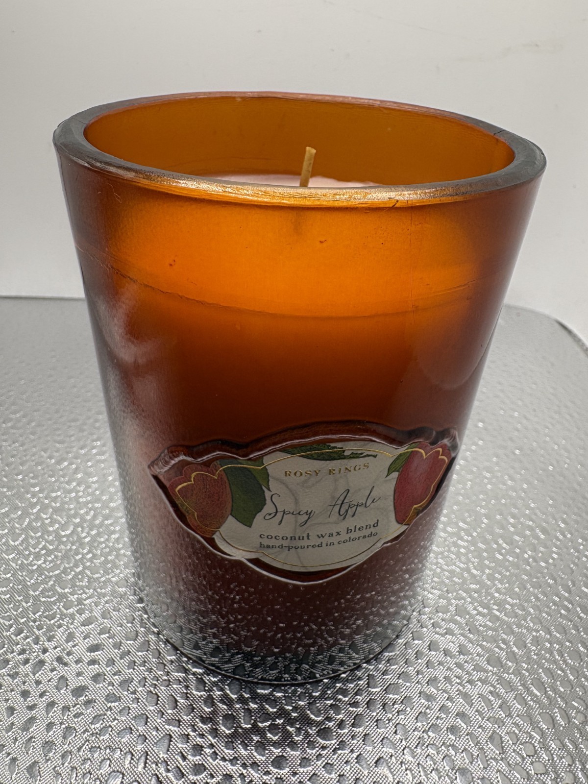 Rosy Rings Spicy Apple Signature Glass Candle 7.5 oz/ 50 hour burn time NEW