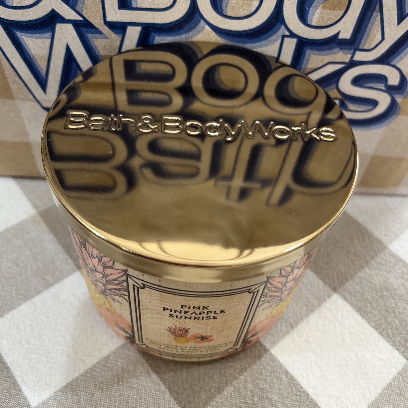 Bath & Body Works PINK PINEAPPLE SUNRISE 🍍3 Wick SCENTED Candle BURNS 25-45 HRS