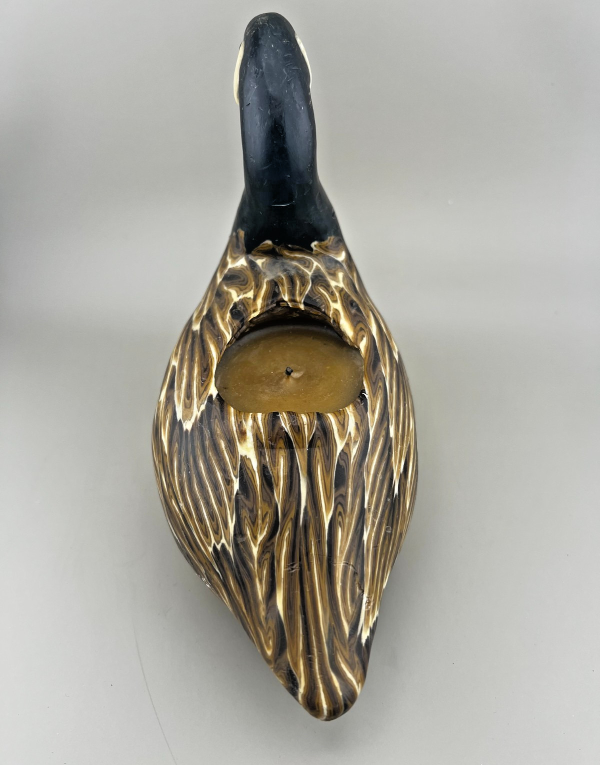 Vtg Canada Goose Wax Candle Figurine Marbled Home Decor Bird Geese Brown Black