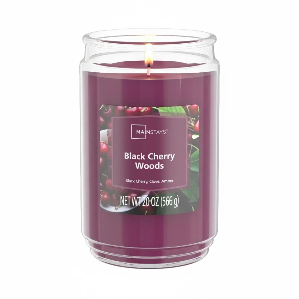 Single-Wick Scented Glass Jar Candle Black Cherry Woods Scent 20oz 3 Pack