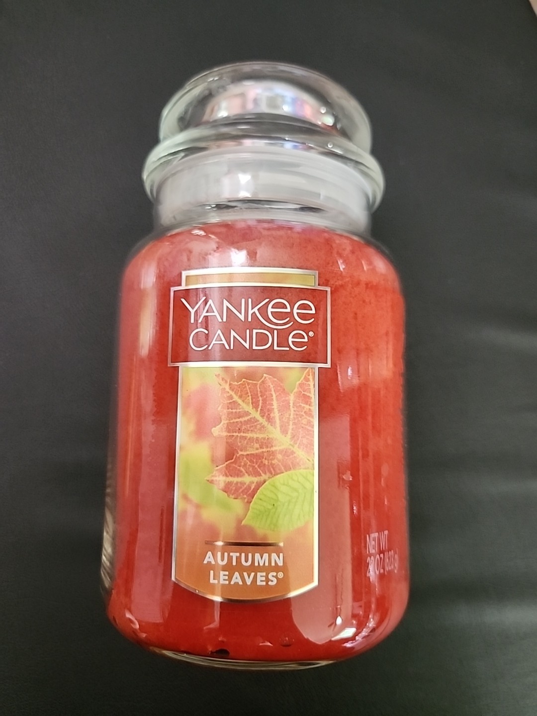 Yankee Candles Autumn Leaves Large Jar 22oz HTF Discontinued Unused Fall Lidded