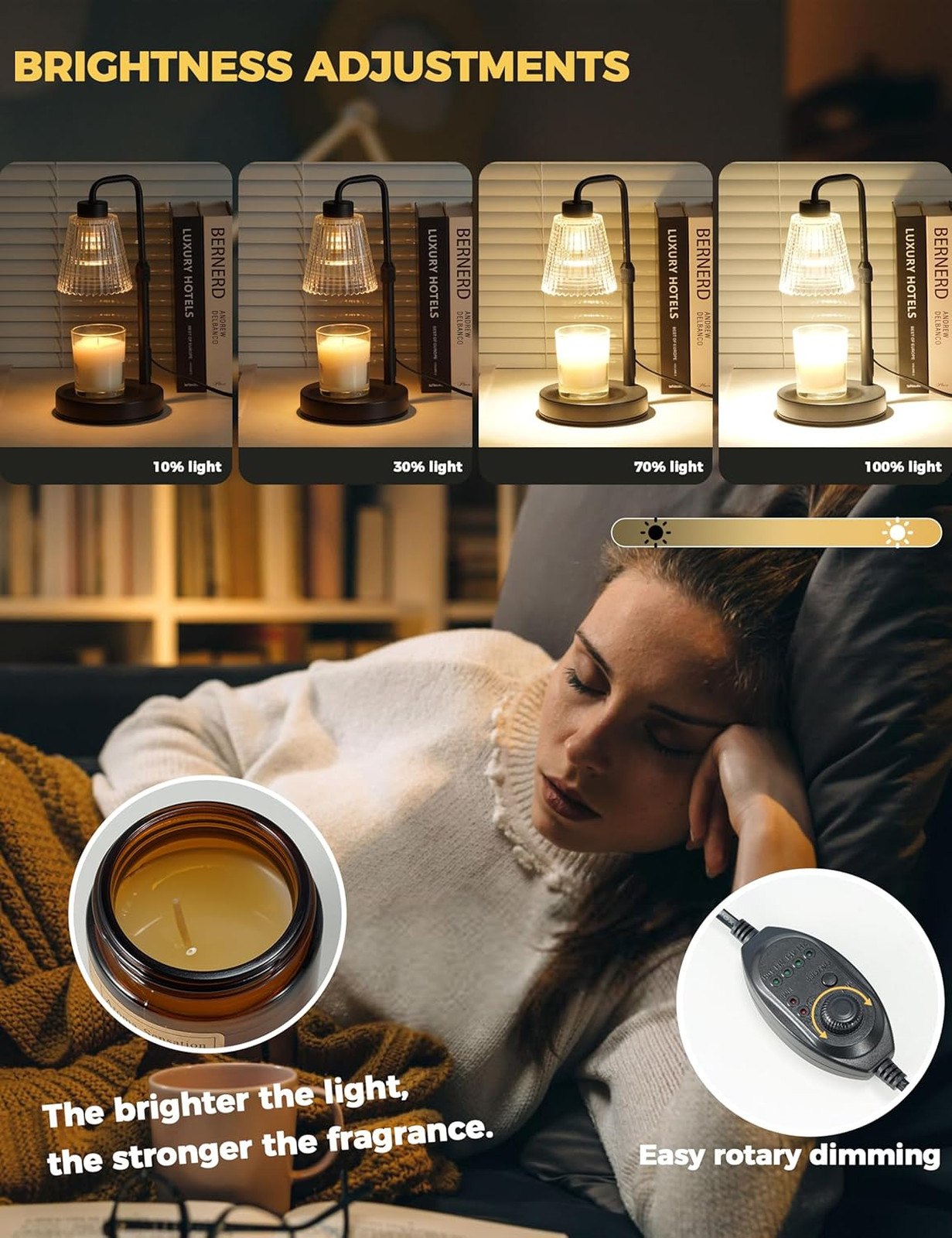 Candle Warmer Lamp with Cycle Timer, Wax Melt Warmer for Jar Candles, Dimmable
