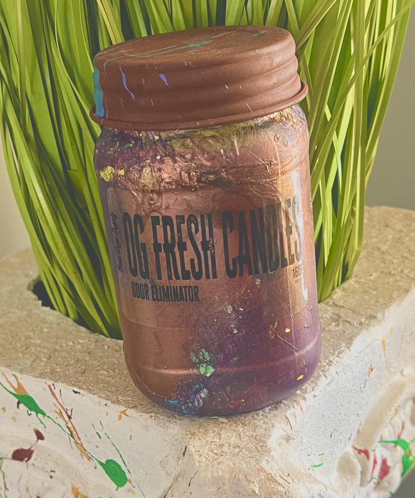 Odor Eliminator Candle Soy Blend – OG FRESH 16oz Mason Jar Candle – Hemp Wicks