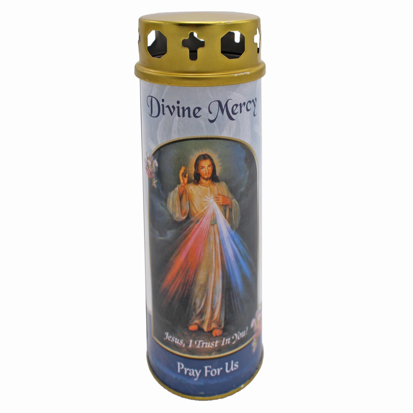 Religious Pillar Candle and Windproof Cap And Prayer – Jesus Divine Mercy