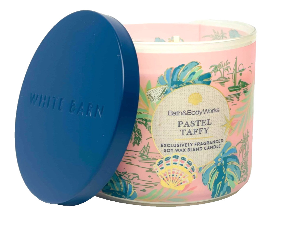 3 BATH & BODY WORKS PASTEL TAFFY 3-WICK FRAGRANCED SOY WAX BLEND CANDLE 411g NEW