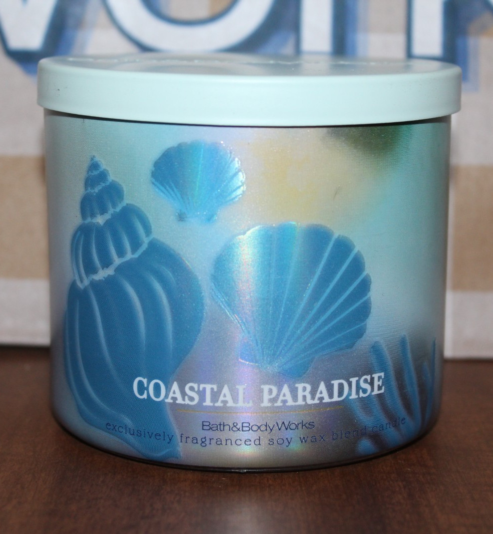 Bath & Body Works COASTAL PARADISE 3 Wick SCENTED Candle 25-45 Hrs New!