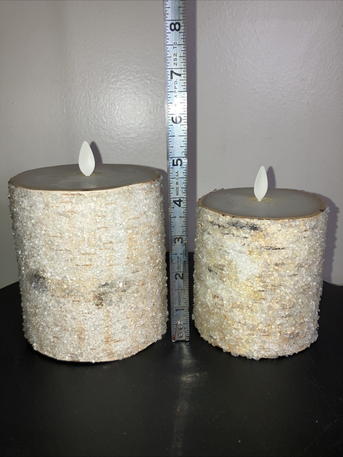 Pair Of Pottery Barn by L&L Sugared Frosted Birch Flameless Candles