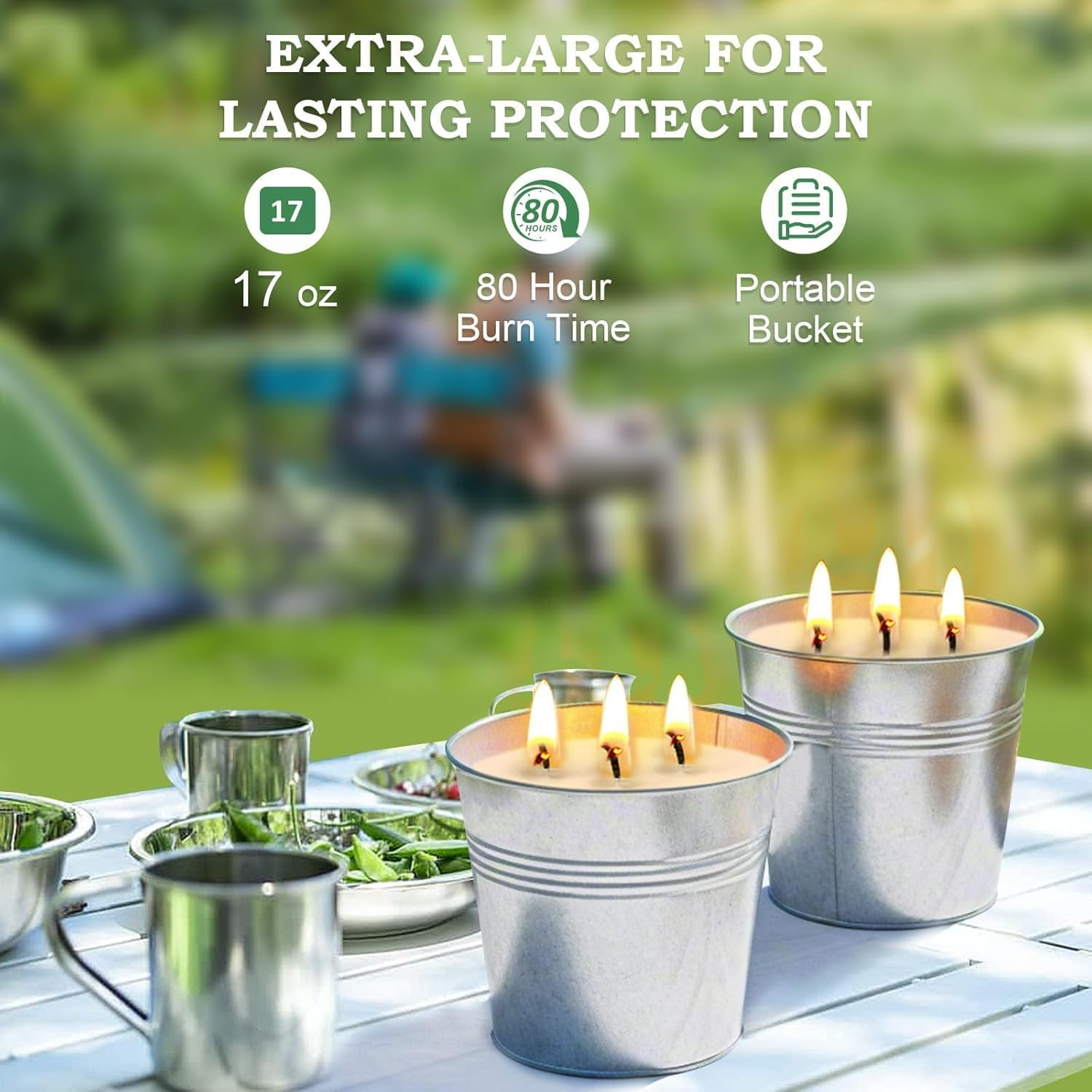 Set of Citronella Outdoor Candle – 17 Oz Large -Wick Soy Wax Candle with up to