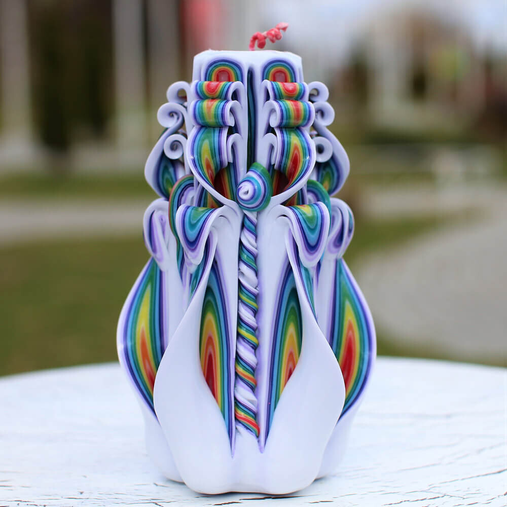 Hand Carved Candle Rainbow 6.7”-Mother’s Day Gift-Oscar Candles