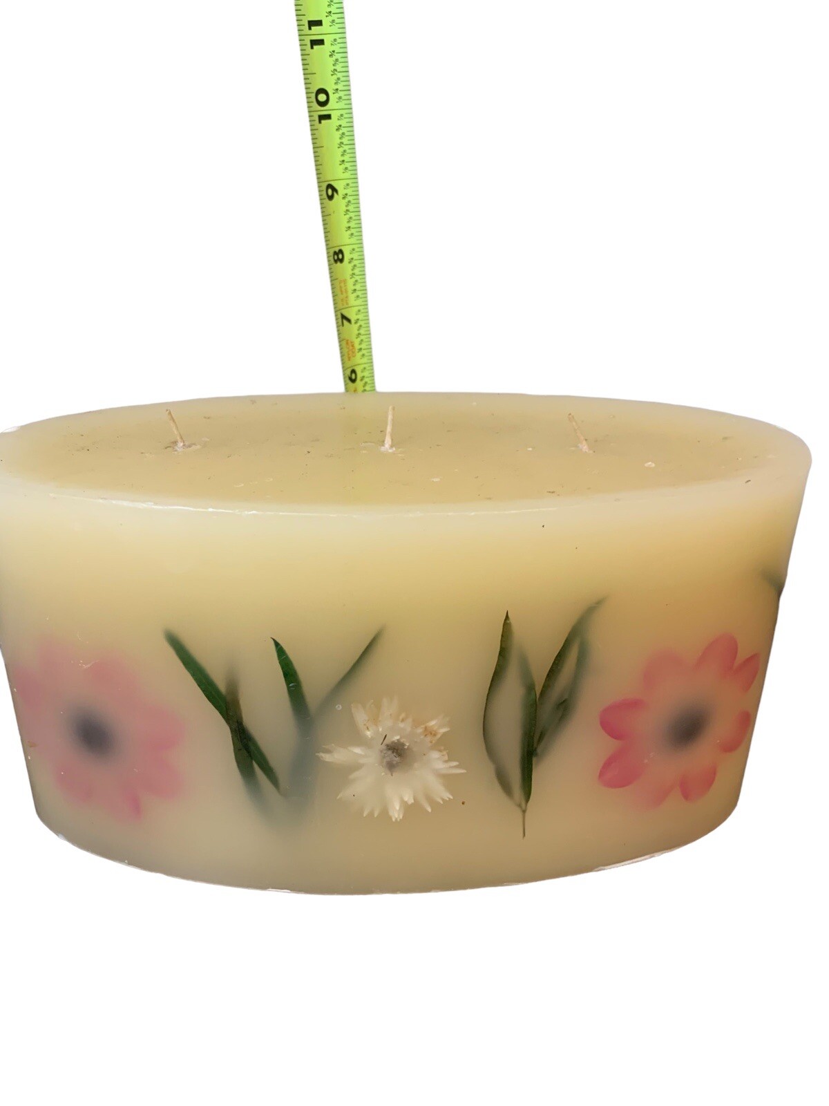 Large Botanical Candle 3 Wick Scented Pressed Flower 12×6 Vanilla