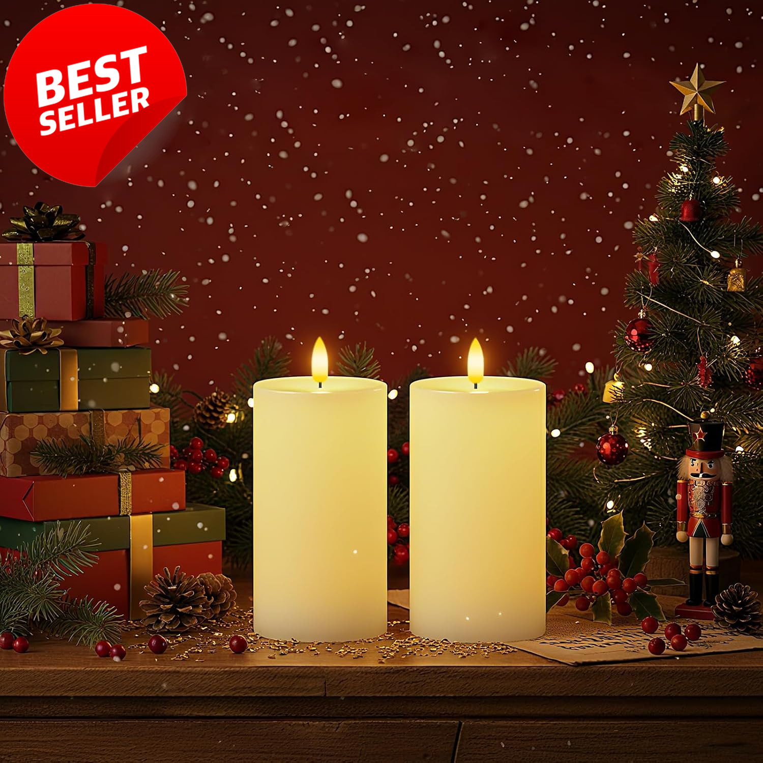 3x6in Flameless LED Pillar Candles White Real Wax Remote Timer Set of 2 – US