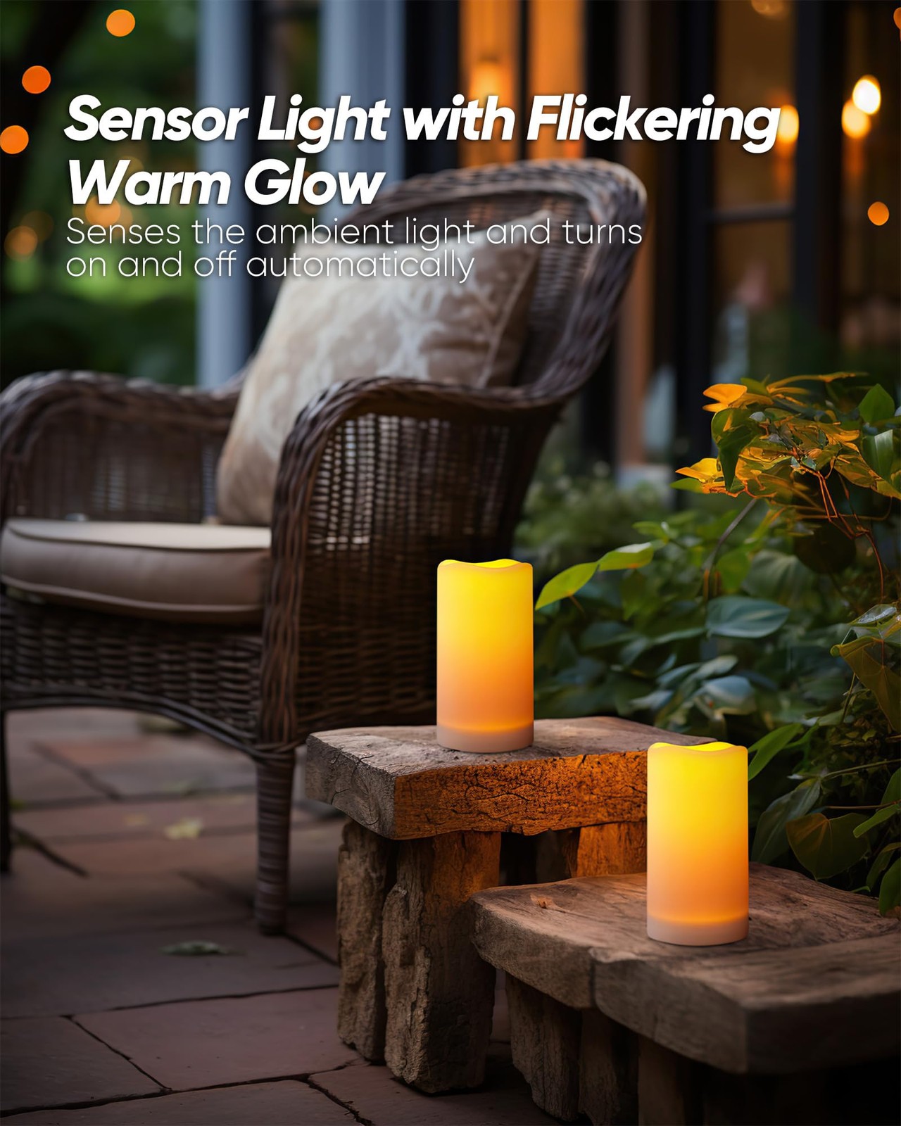 Solar Candles Outdoor Waterproof, Sensor Only, Dusk To Dawn, 3″X6″ Rechargeab…