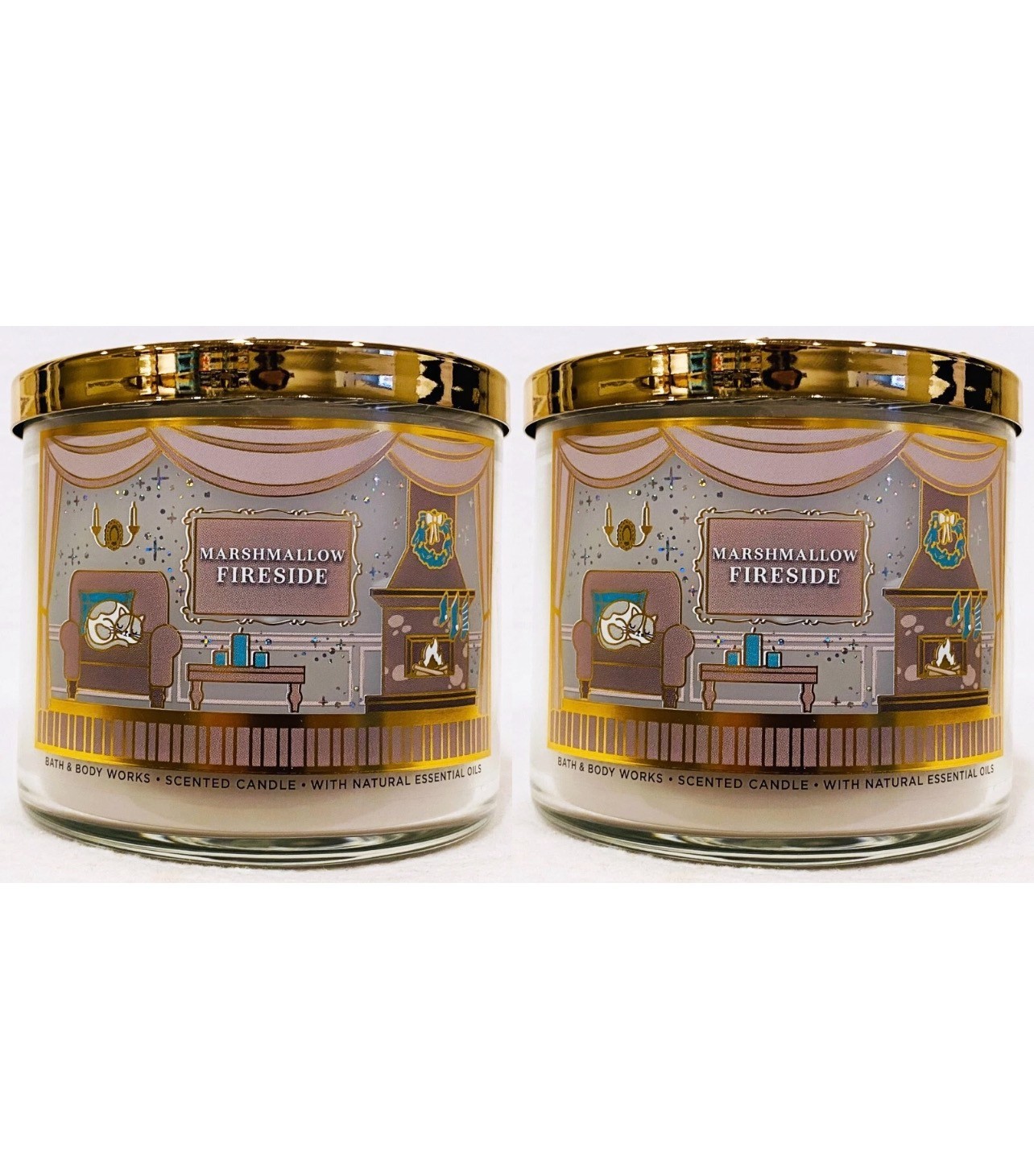 NEW~ Bath & Body Works MARSHMALLOW FIRESIDE 3 Wick Candle LOT x2 Scented