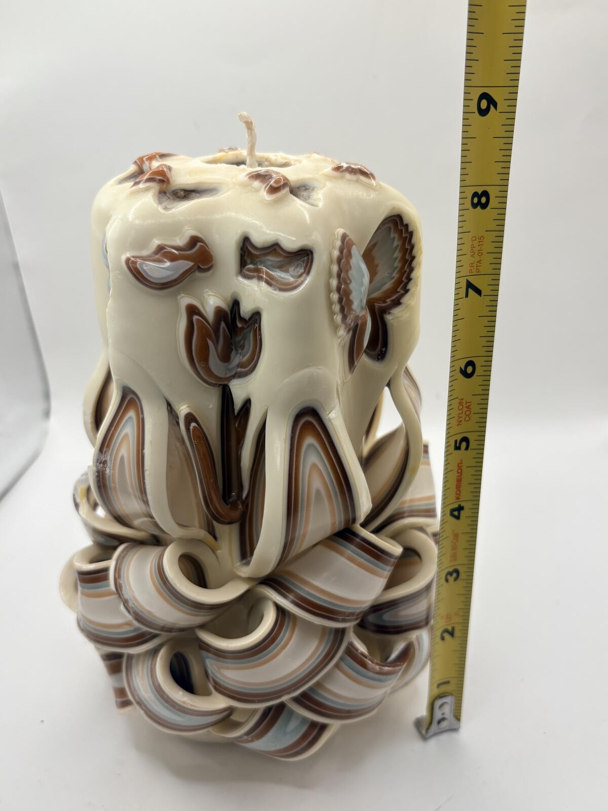 Hand Carved Layered Wax Candle Butterfly Floral Art Decor