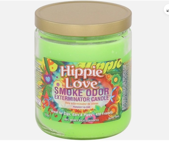 Smoke Odor Exterminator Candle Hippie Love 13oz Jars Free Shipping