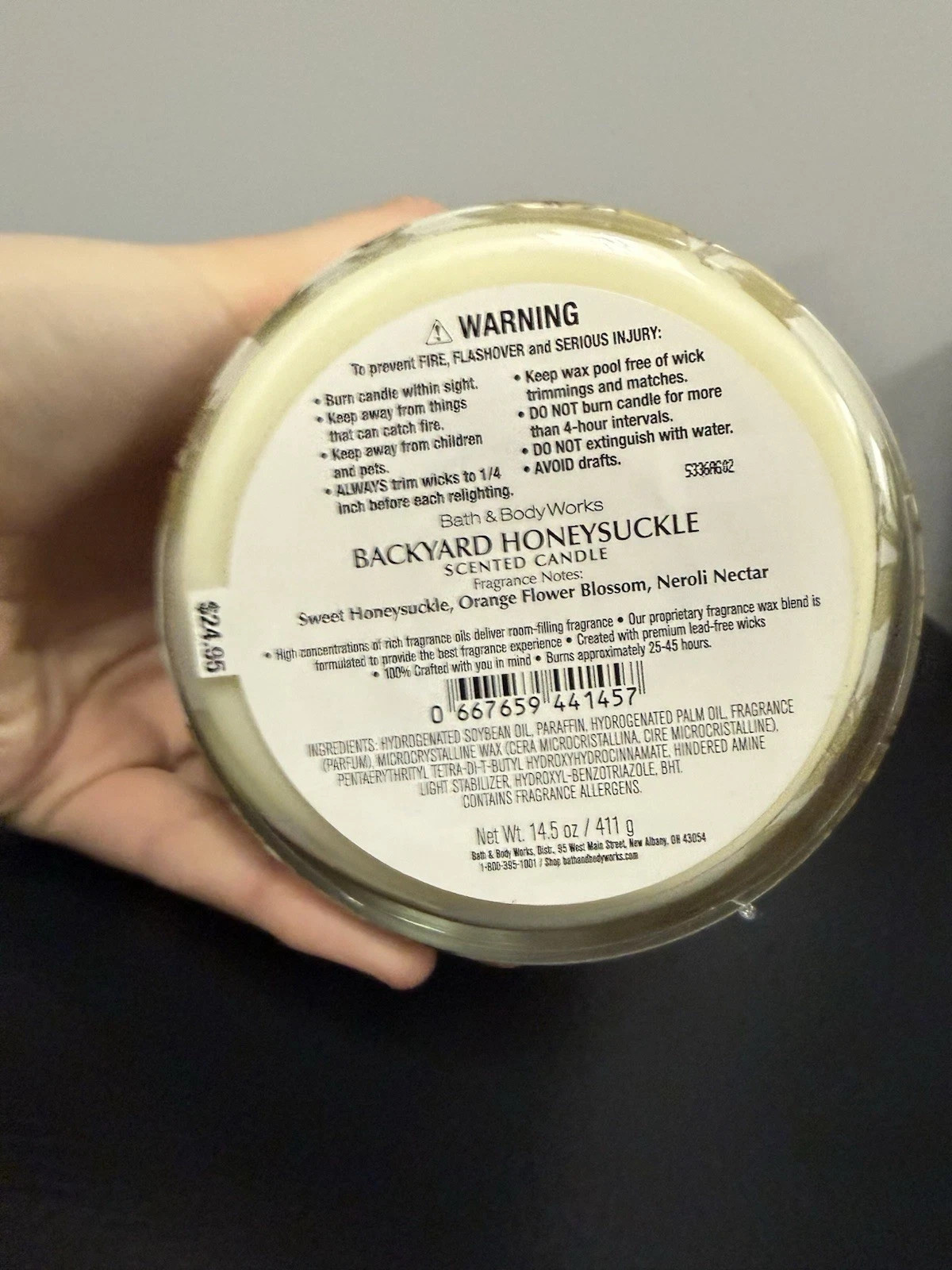 Bath & Body Works Backyard Honeysuckle Candle Scented 3-Wick NEW 2026