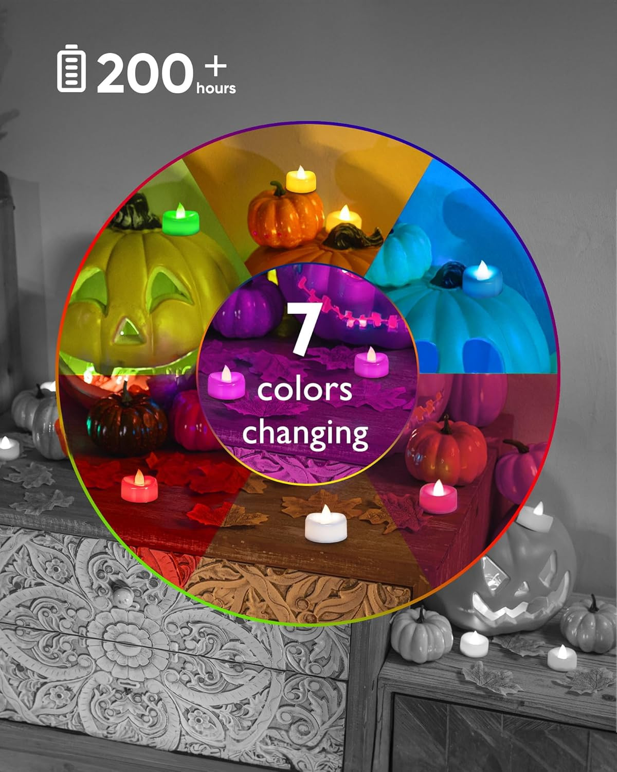 LED Candles, 24-Pack Color Changing Tea Lights Candles Battery Operated Bulk, Lo