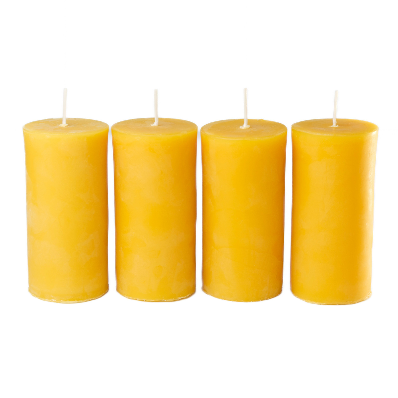 Pure Beeswax Pillar Candles 2×4 in (4 Pack) Unscented Natural Burn 140 Hours