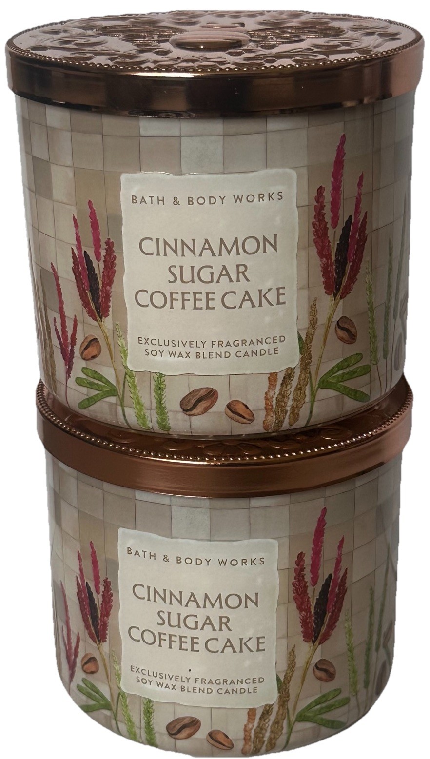 Cinnamon Sugar Coffee Cake Bath Body Works Scented Candle 3 Wick Two Jars New