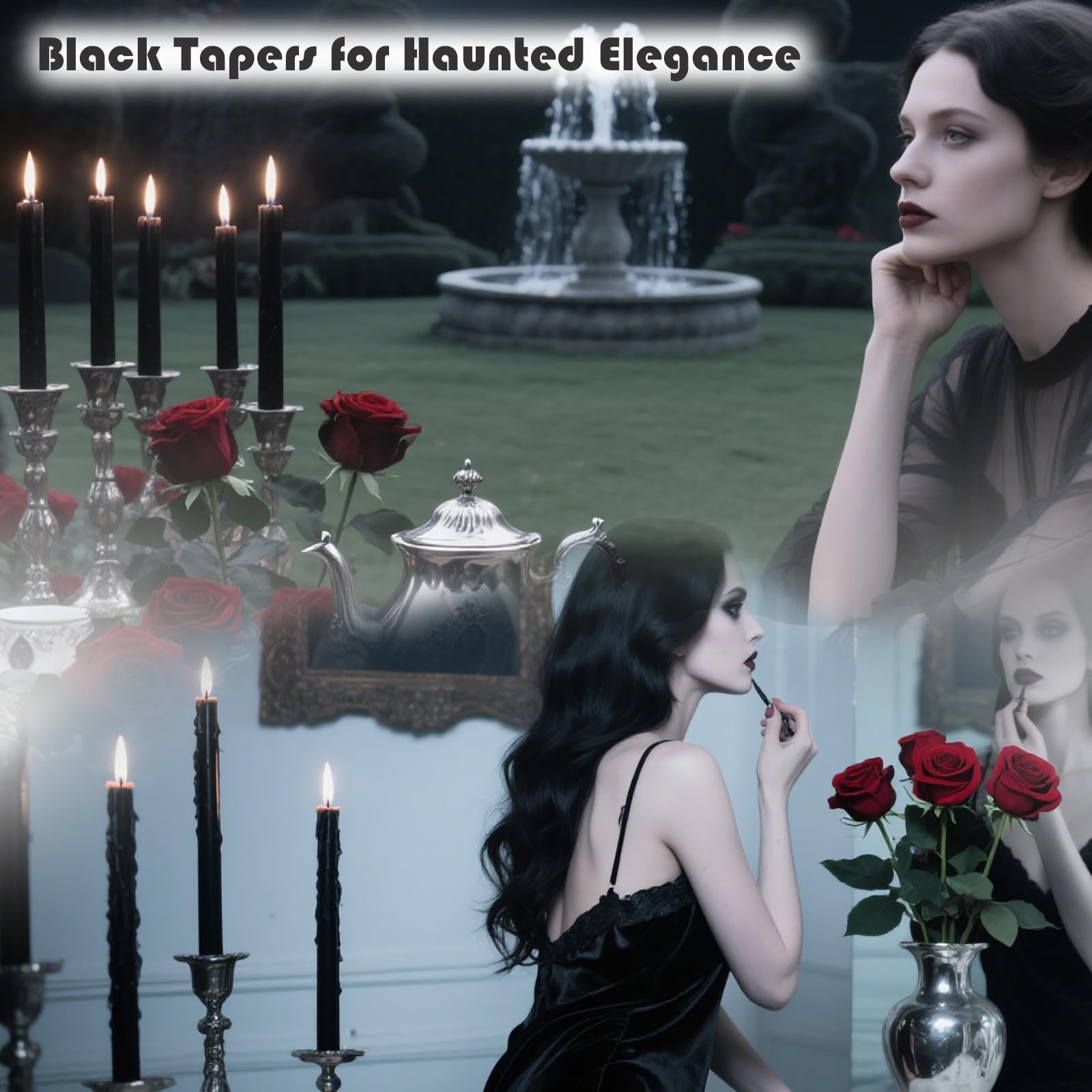 6 Pack Black Taper Candles 12 Inch, Dripless, Smokeless, Long Burning, Halloween