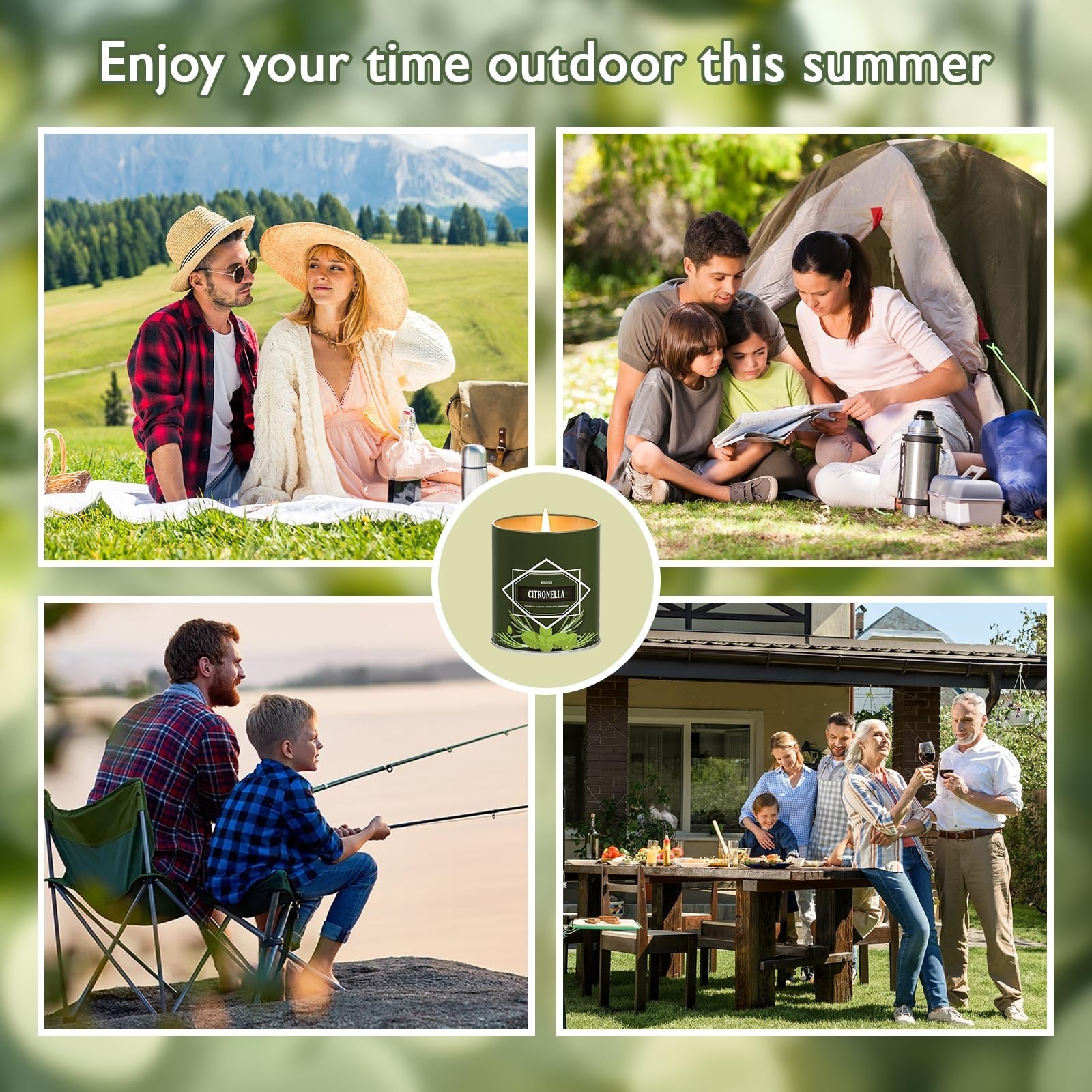 Citronella Candles 4-Pack, 36oz Total, Outdoor Patio & Garden, 50-Hour Burn Time