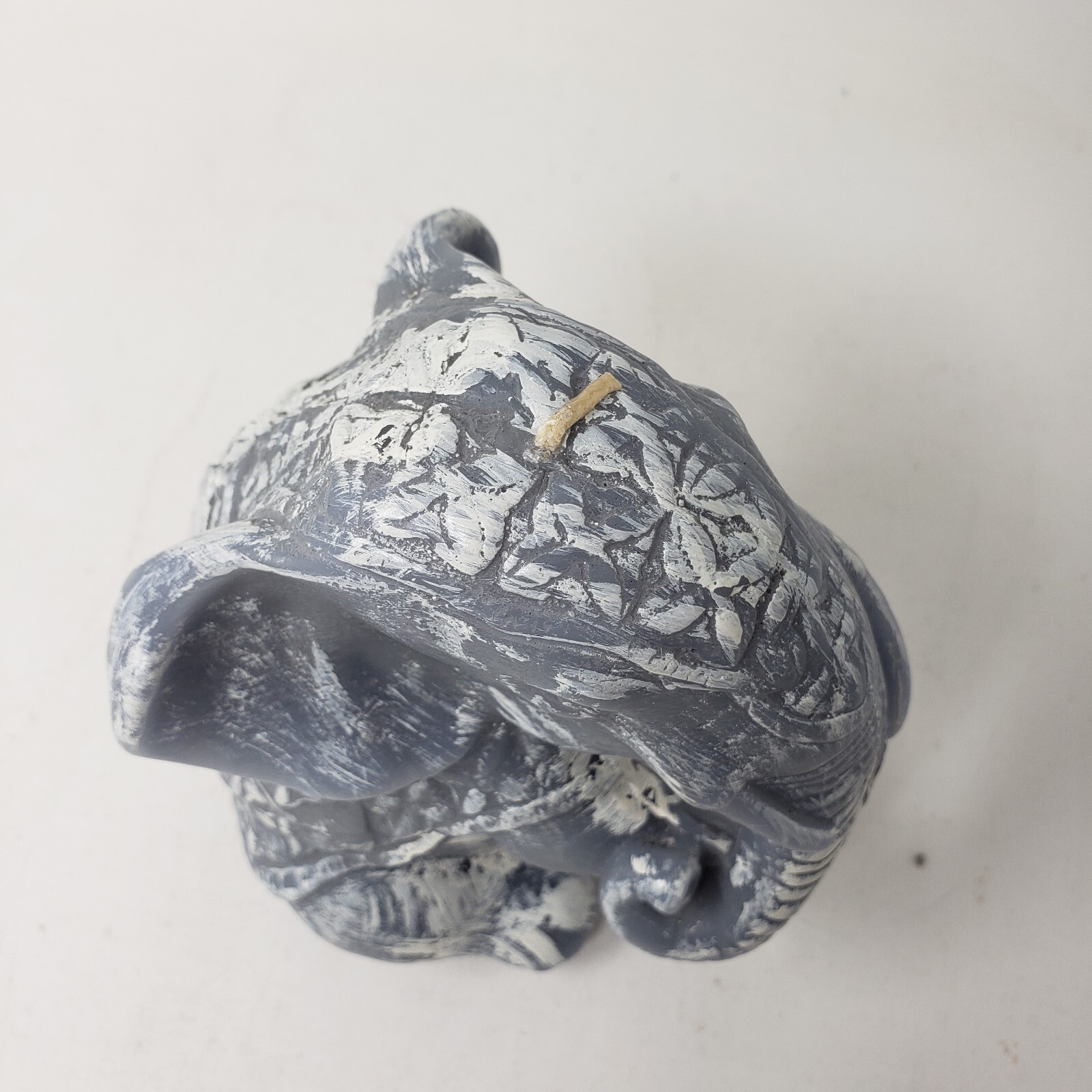 Elephant Candle Sitting Gray White Accent Costumed Wax India 6inch