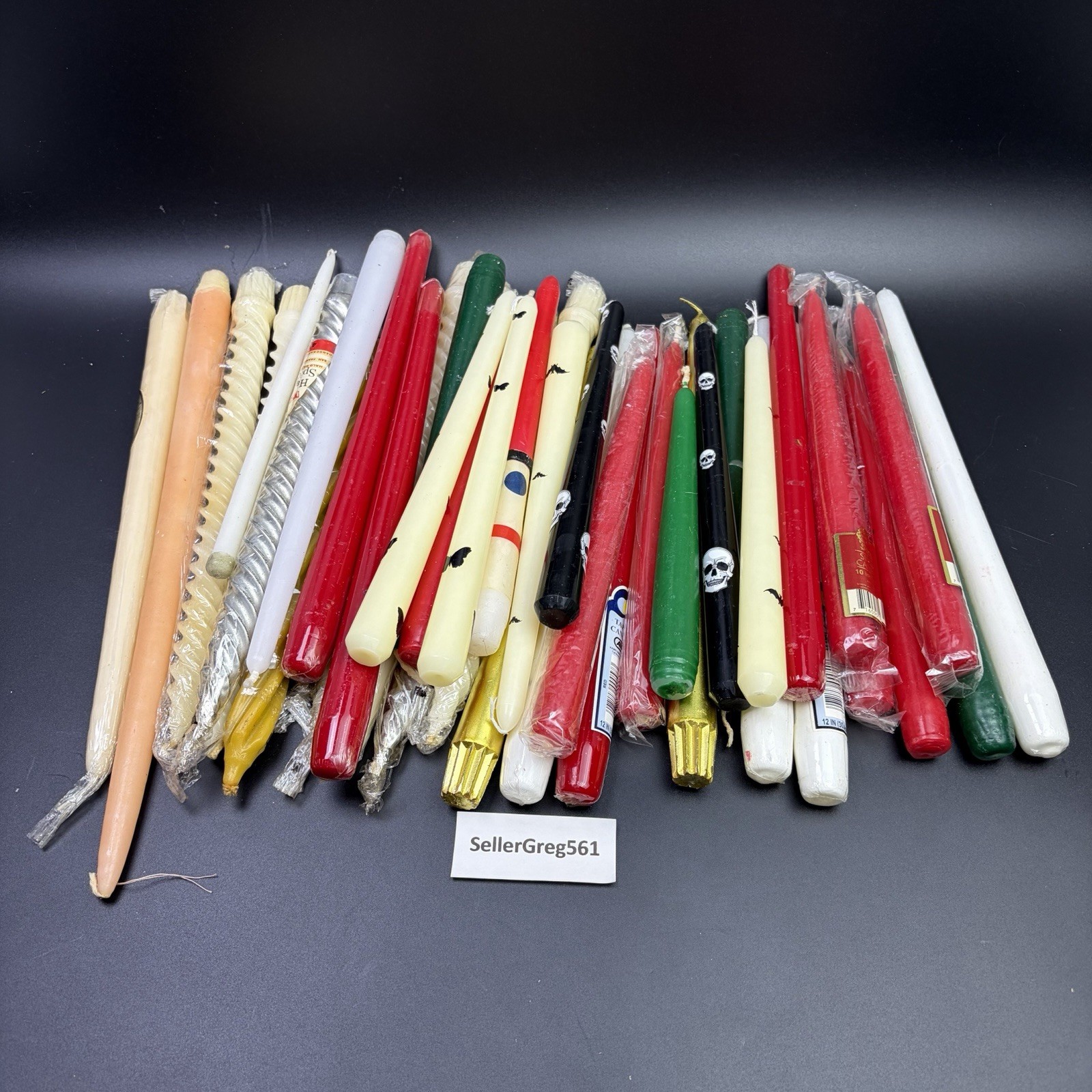 Mixed Lot of 42 Taper Candles Including Simon Red White Green Christmas