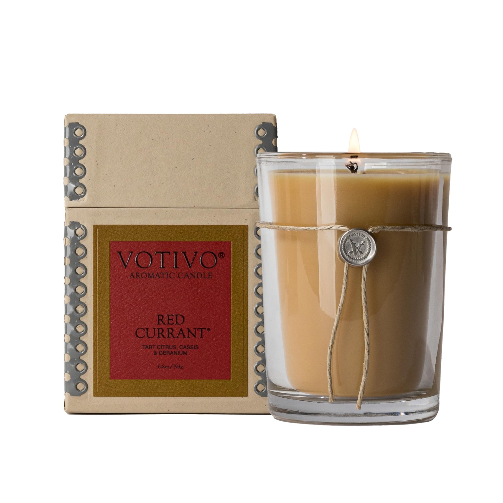 Votivo Red Currant 6.8 oz Aromatic Candle | Soy Wax Blend | Luxury Glass Jar