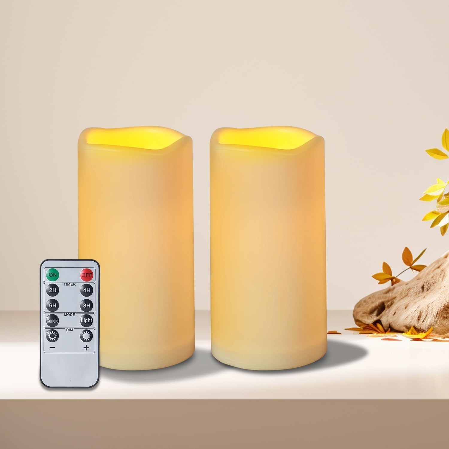 Flameless Candles 4″ 5″ 6″ Outdoor Indoor Pillars Battery Operated Flickering…