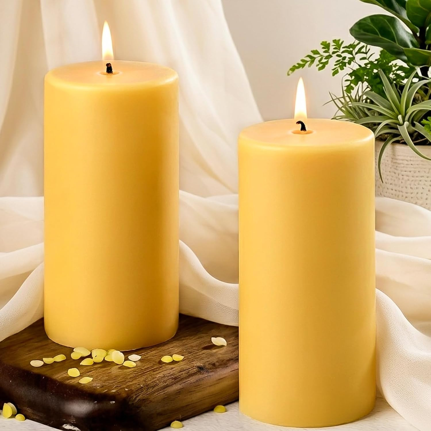8 Packs Beeswax Candles, 2X5 Inch Natural Beeswax Pillar Candles, 400-Hour Total