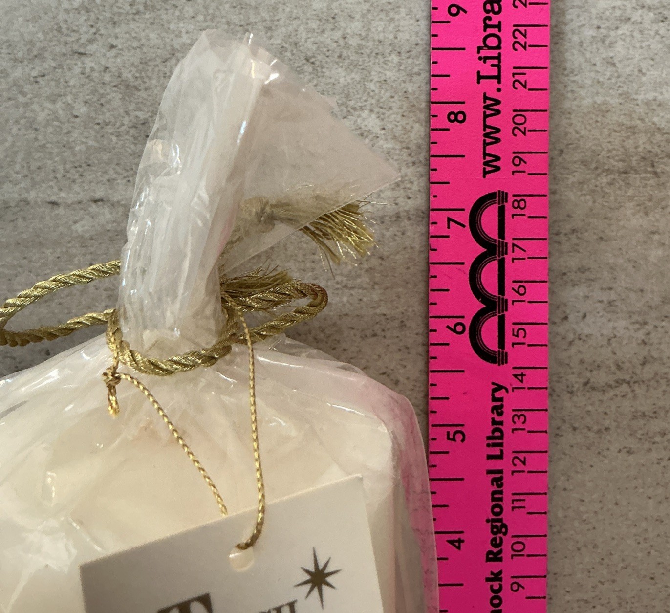 Vintage “A Touch of Gold” Wax Candle Glitter Cream Gold Stars 6” ~ New