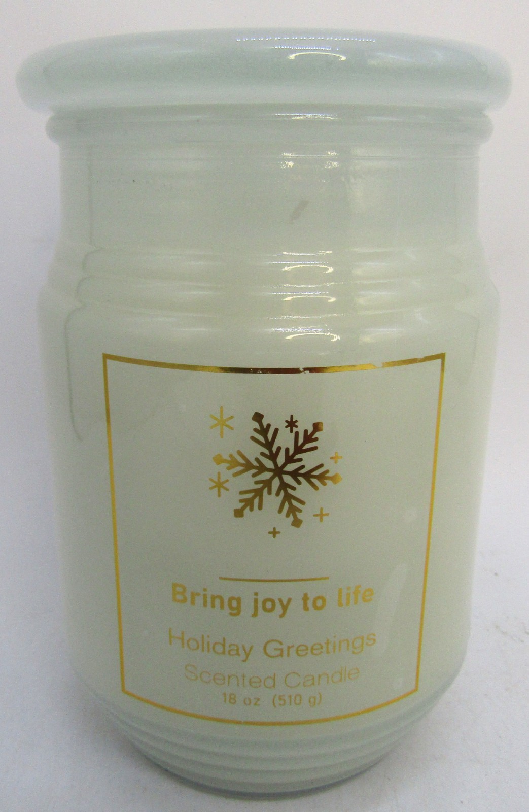 Holiday Greetings 18 oz Single Wick White Lidded Jar Candle, Bring Joy to Life.