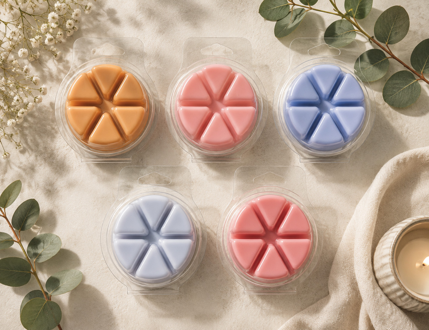 5 Pack Wax Melts Strong Scented Soy Blend Clamshell Bundle Home Fragrance Gift S