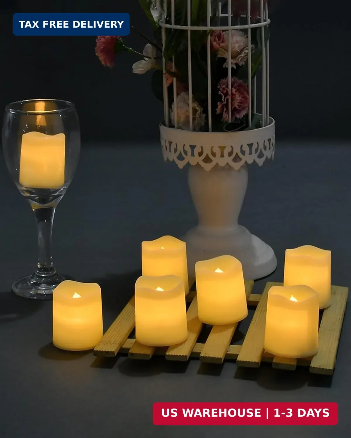 SHYMERY Flameless Votive Candles,Flameless Flickering Electric Fake Candle,24 Pa