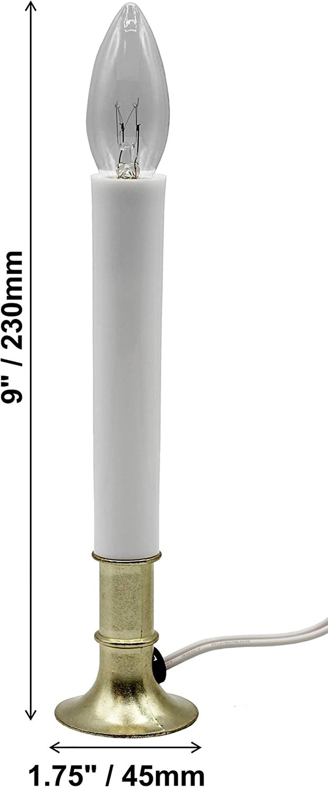 Creative Hobbies Electric Window Candle Lamp with Brass Plated Base