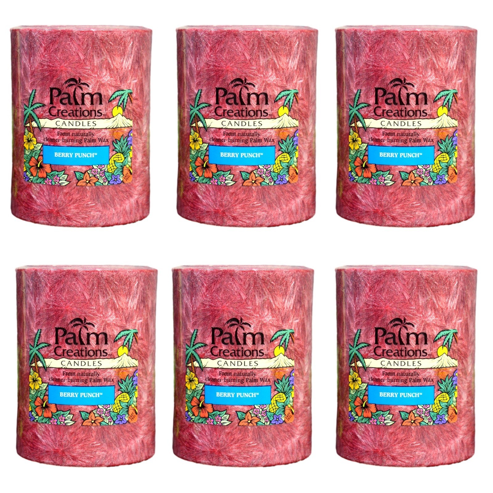Scented Candles Pillars 4″ Tall 6-Pack Berry Punch Nature’s Finest Spa
