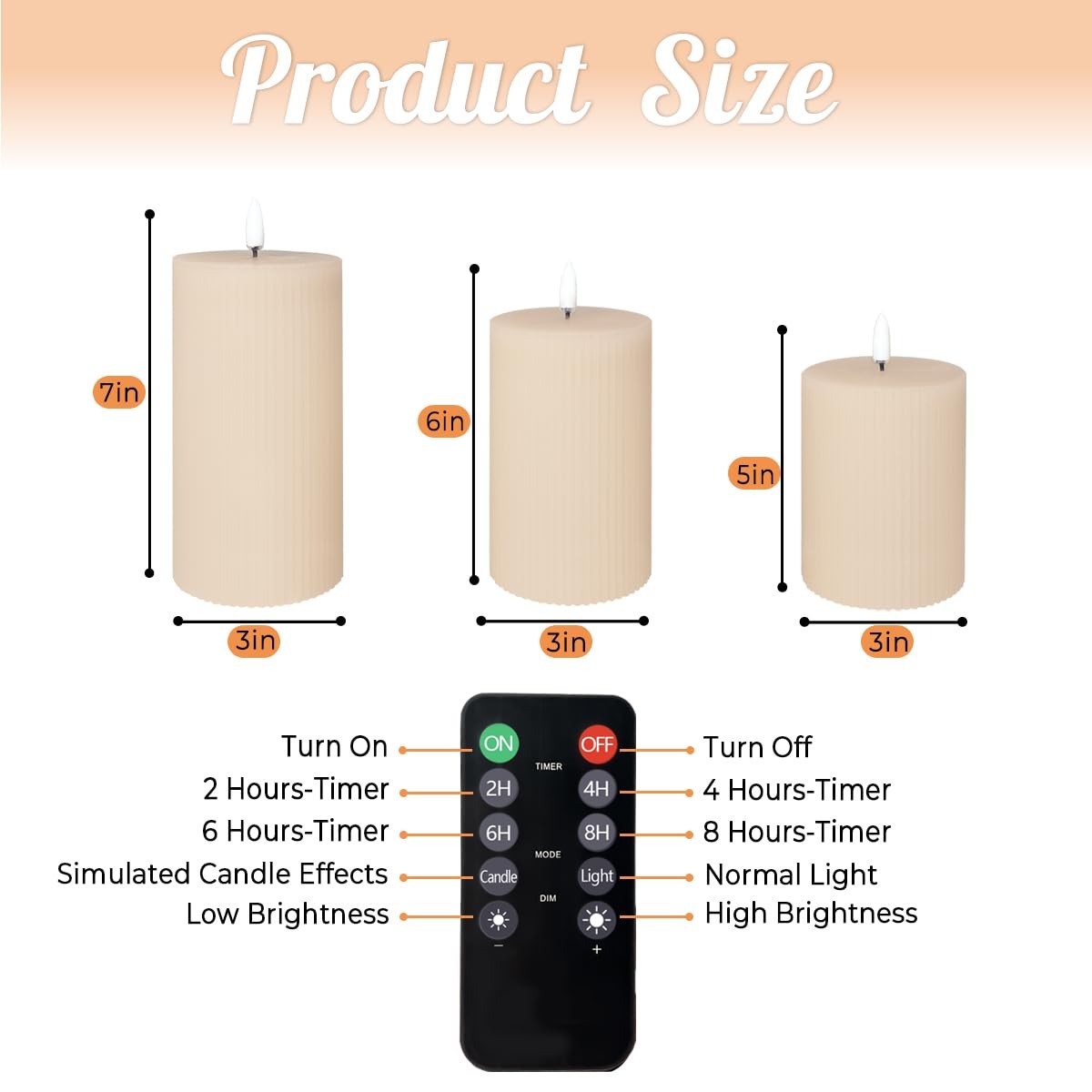 Flameless LED Pillar Candles Set of 3 – Rechargeable Real Wax with Remote