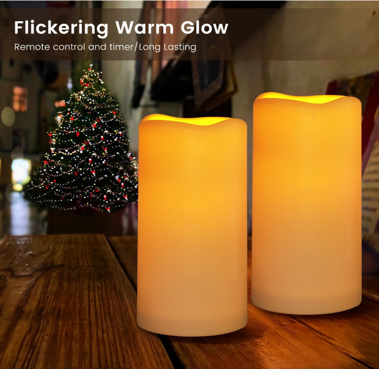 Large Outdoor Waterproof Flameless Candles with Remote ControlD3 X H5.5 Bat