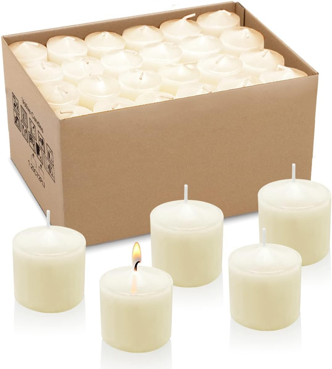 Votive Candles in Bulk, 72 Packs Unscented Ivory Wax Candles for Wedding, Party