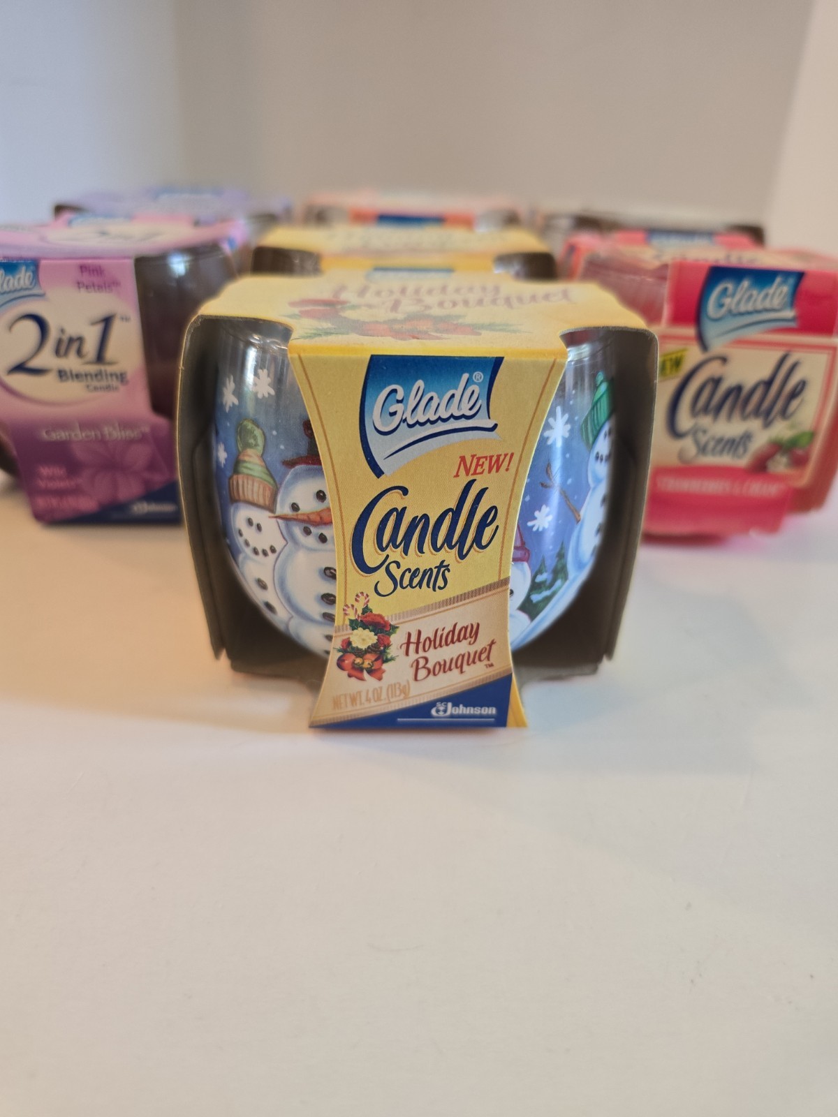 Glade Lot Of 7 Vintage Scented 4oz Candles NOS Scents Holiday New 2 In 1