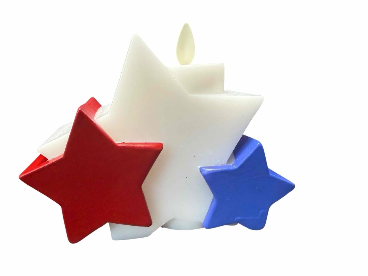 NEW 5.3″ x 4.3″ Luminara Real Flame Effect LED Candle Freedom Stars Bright White