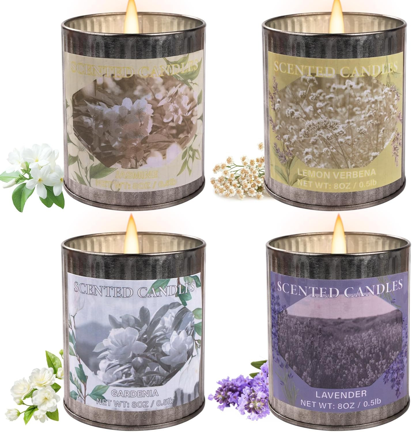 Scented Candle Gift Set, 4 Pack 32Oz Soy Wax Candles Set, 200 Hour Burn Time Lon
