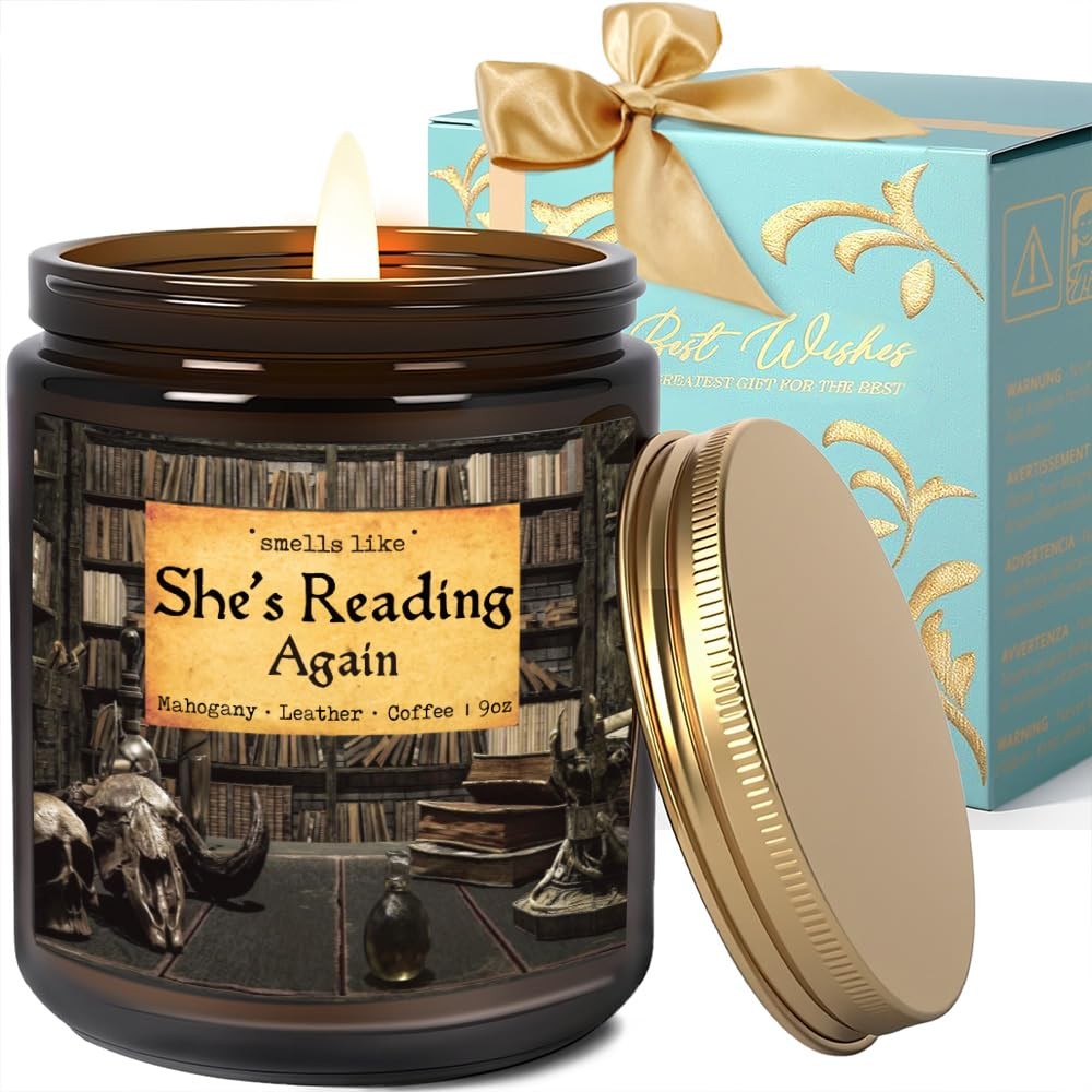 9 OZ Shes Reading Again Book Lovers Candle Gift Mahogany Leather Coffee Scent