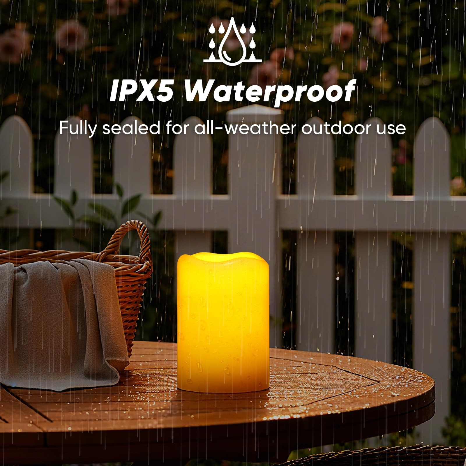 Large Solar Candles Outdoor Waterproof, 4″x6″, Dusk to Dawn, Solar Powered Fl…