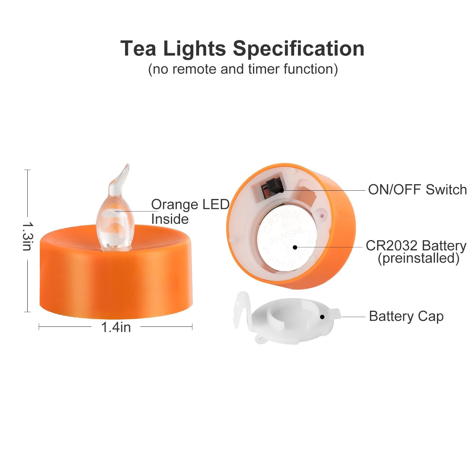 24 Pack Battery Operated Orange LED Tea Lights
