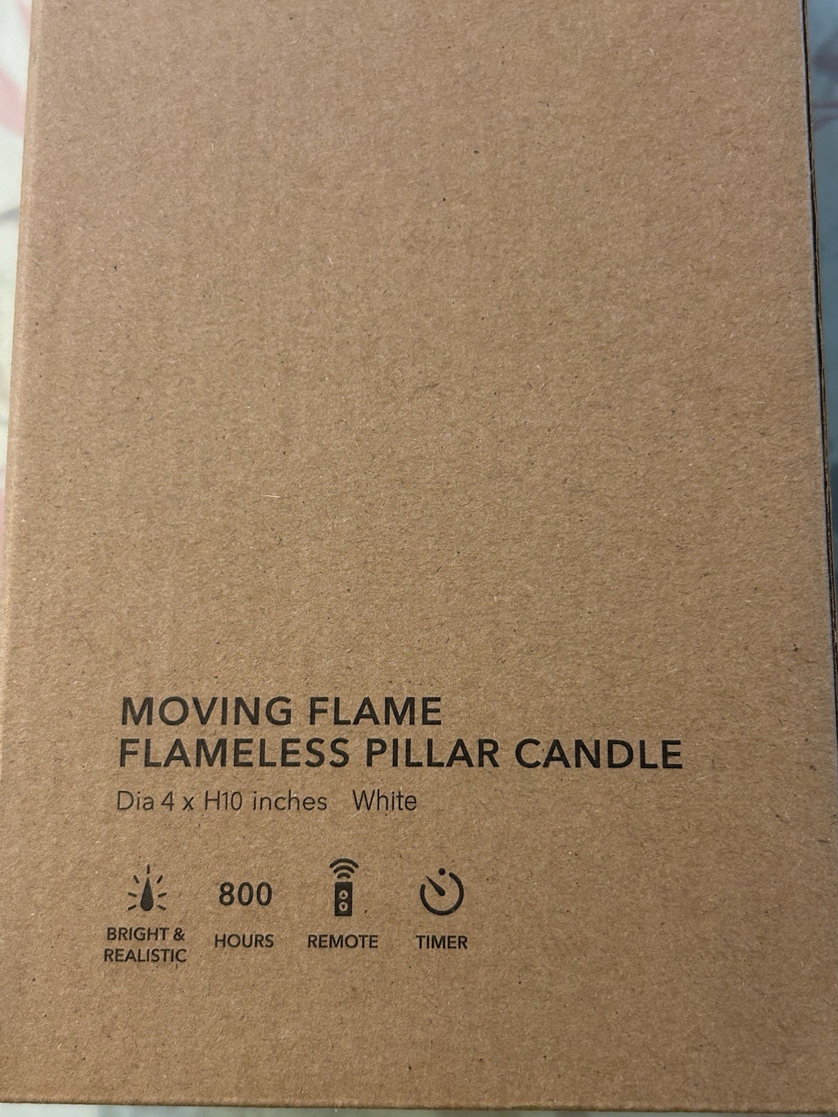 MOVING FLAME FLAMELESS PILLAR CANDLE Dia 4 x H10 inches White Motion Softflame