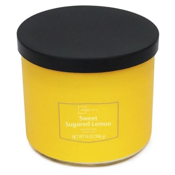 Mainstays 3-Wick Textured Wrap Sweet Sugared Lemon, 14-Ounce