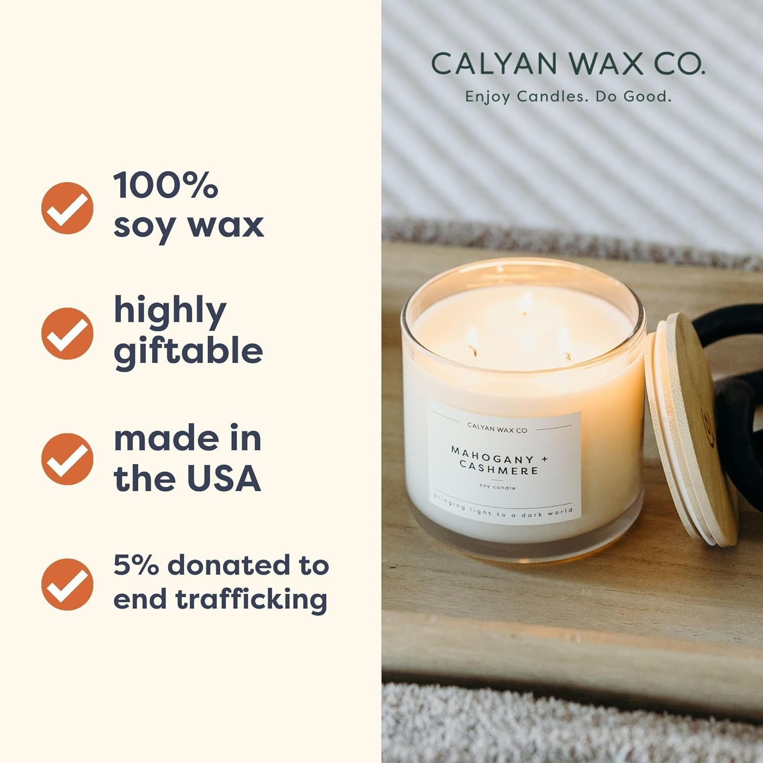 Seaside & Citrus 3 Wick Scented Candle – 43 Hour Burn – Luxury 3 Wick Soy Candle