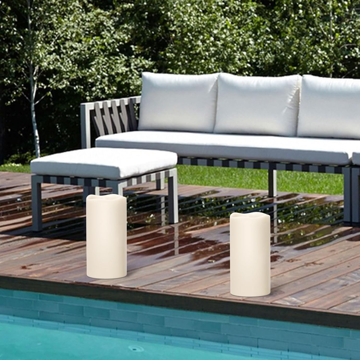 Large Solar Powered Candles, Outdoor Rechargeable Flameless Candles, Waterproof